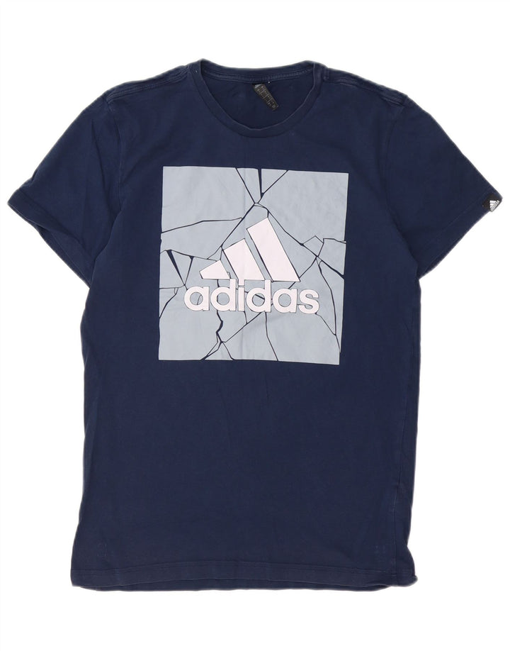 Tricou grafic ADIDAS pentru bărbați Top mic din bumbac bleumarin
