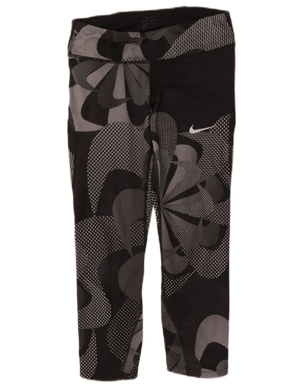 Leggings Nike Graphic Capri pentru femei UK 8 Small Negru Floral Poliester