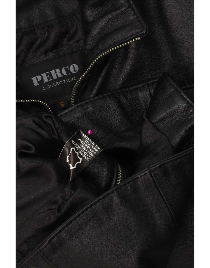 Jachetă de piele vintage pentru femei UK 10 Mic din piele neagră