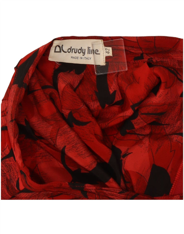 Fusta plisată cu model abstract pentru femei vintage IT 42 Medium W26 Red Classic