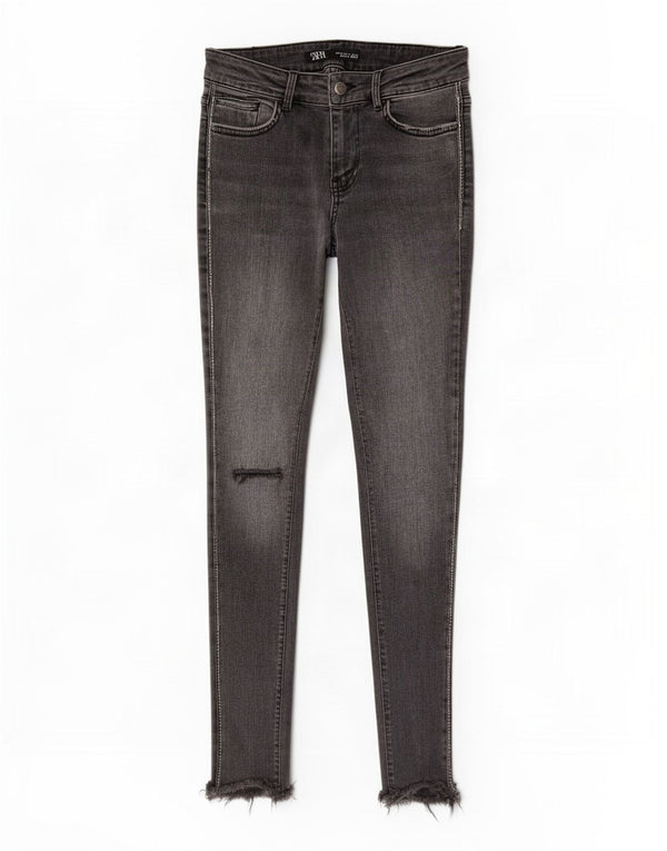 Blugi skinny distressed pentru femei Zara EU 34 2XS L24 L27 bumbac gri