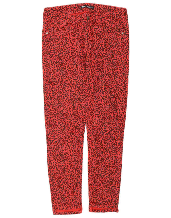 Blugi slim de damă Zara EU 38 Mici L28 L28 Roșu Animal Print