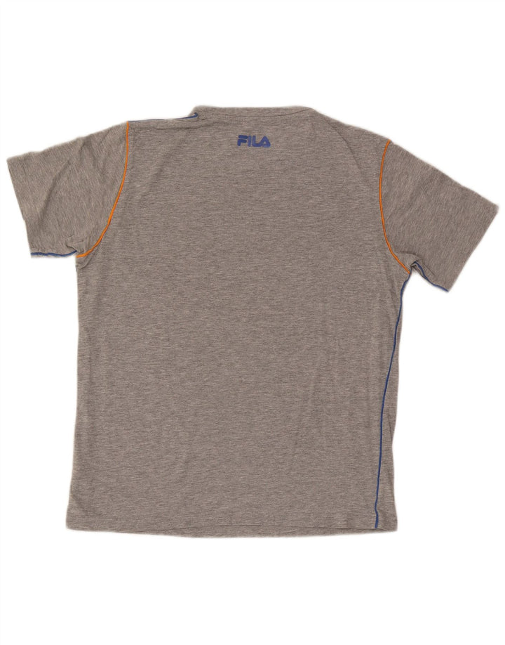 Tricou cu grafic Fila pentru bărbați Top Mediu Gri Bumbac cu pete