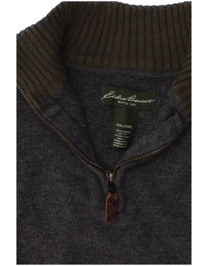 EDDIE BAUER Pulover pentru bărbați, cu fermoar și gât, bumbac bleumarin 2XL