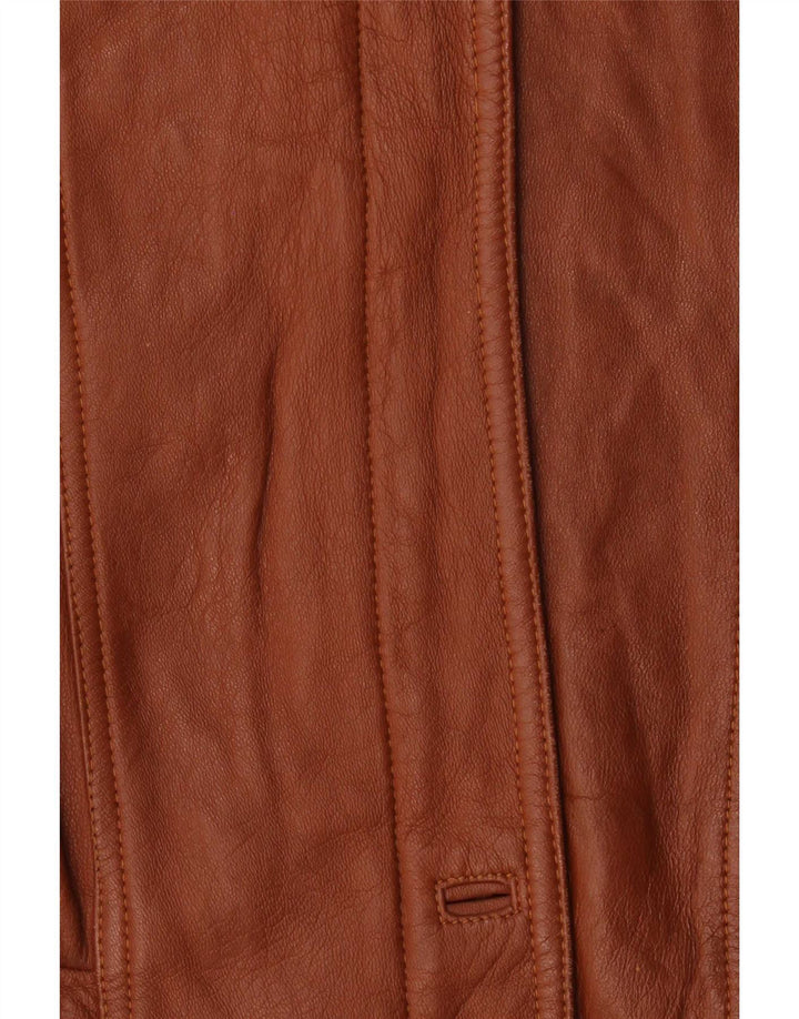 Vintage Womens Oversized Leather Coat EU 38 Medium Brown