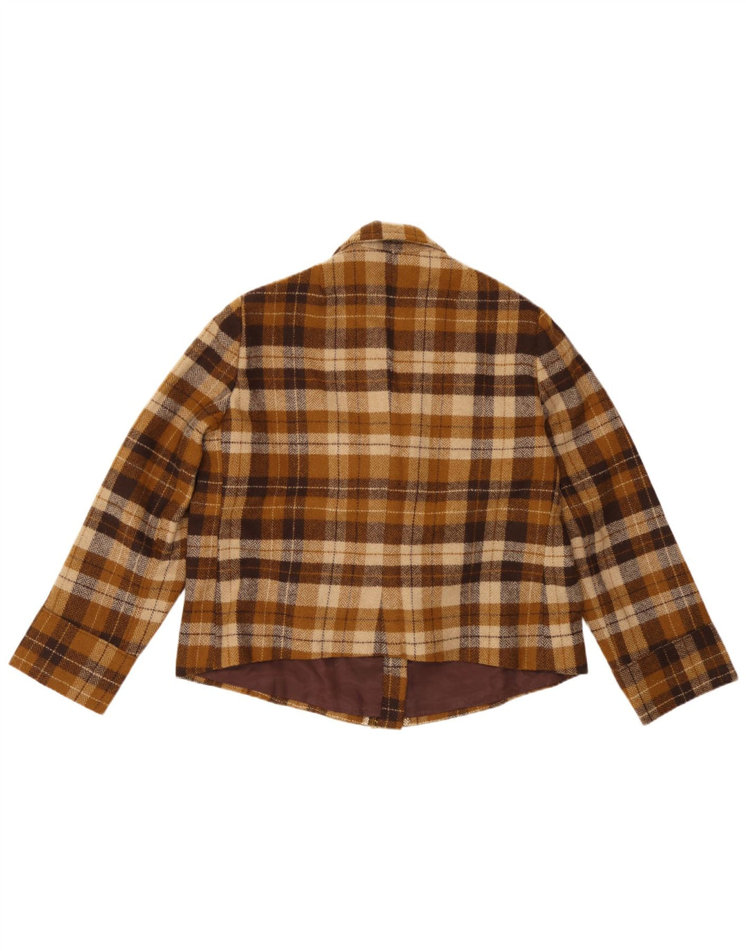 Jachetă Blazer Vintage pentru femei cu 4 nasturi UK 14 Maro Mediu Check