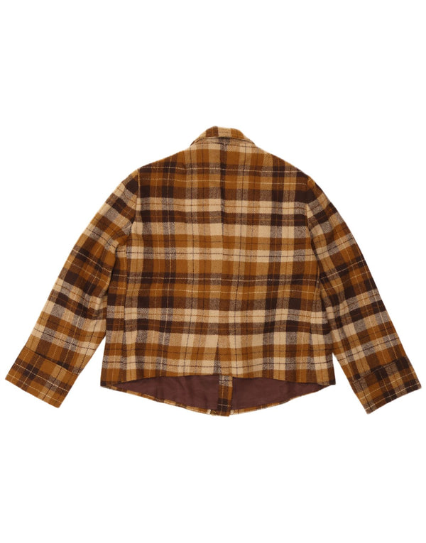 Jachetă Blazer Vintage pentru femei cu 4 nasturi UK 14 Maro Mediu Check