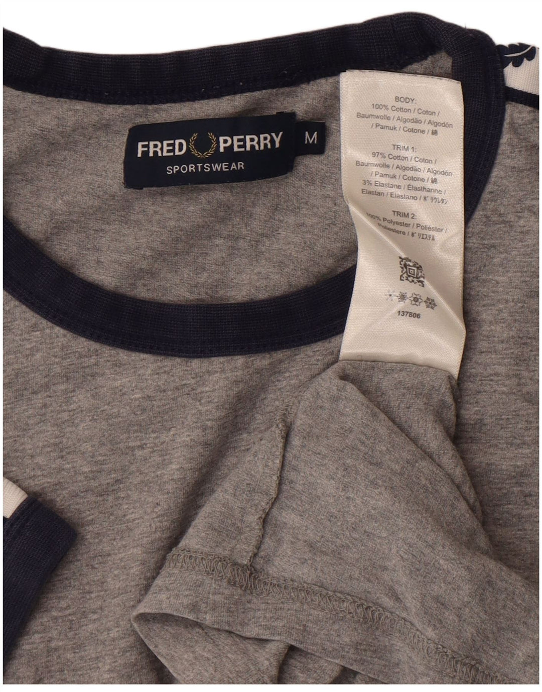 Tricou grafic pentru bărbați FRED PERRY Top, gri mediu, bumbac color bloc