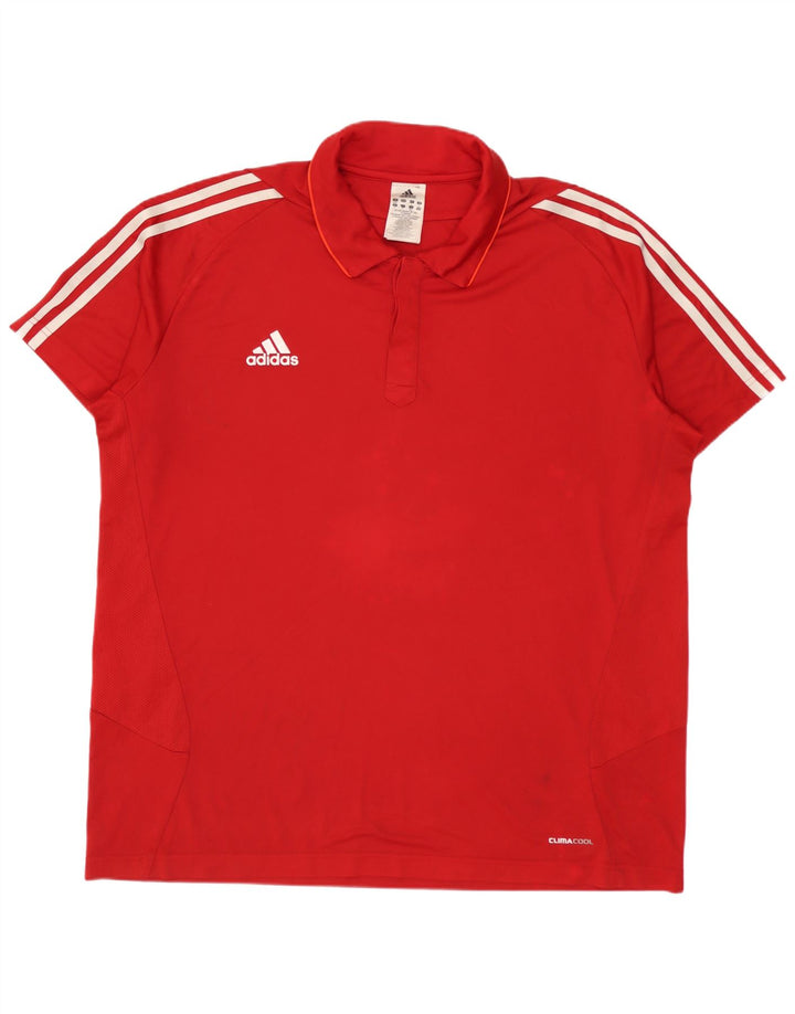 Tricou polo Adidas Climacool pentru bărbați IT 50/52 2XL Roșu Poliester bloc de culoare