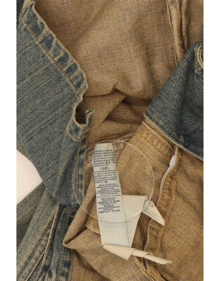 Sacou Blazer Trafaluc pentru femei, cu 2 nasturi, din denim, UK 12, bumbac albastru mediu