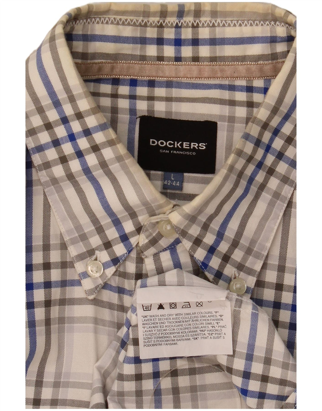 Cămașă Dockers pentru bărbați, mărimea 42/44, mare, multicoloră, din bumbac cu carouri