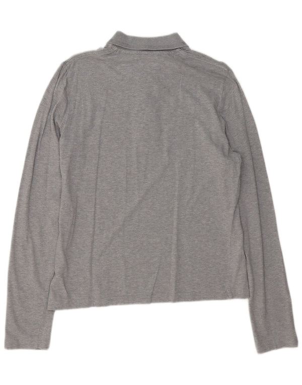 JACOB COHEN Tricou polo cu mânecă lungă pentru bărbați, bumbac cu pete gri mediu