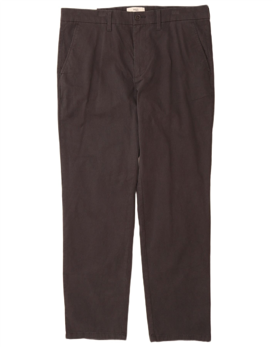 Pantaloni chino pentru bărbați Marks & Spencer, cu ajustare normală, L36 L31, bumbac gri