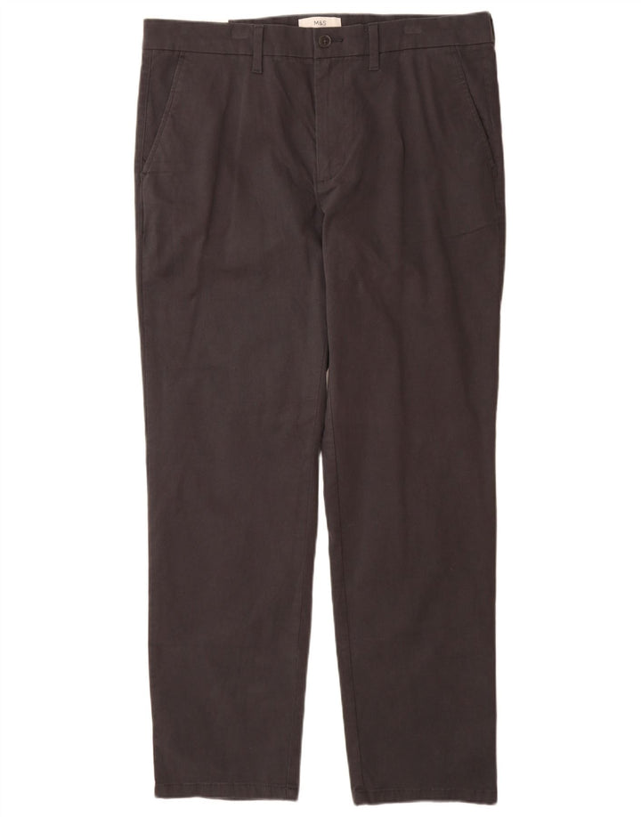 Pantaloni chino pentru bărbați Marks & Spencer, cu ajustare normală, L36 L31, bumbac gri
