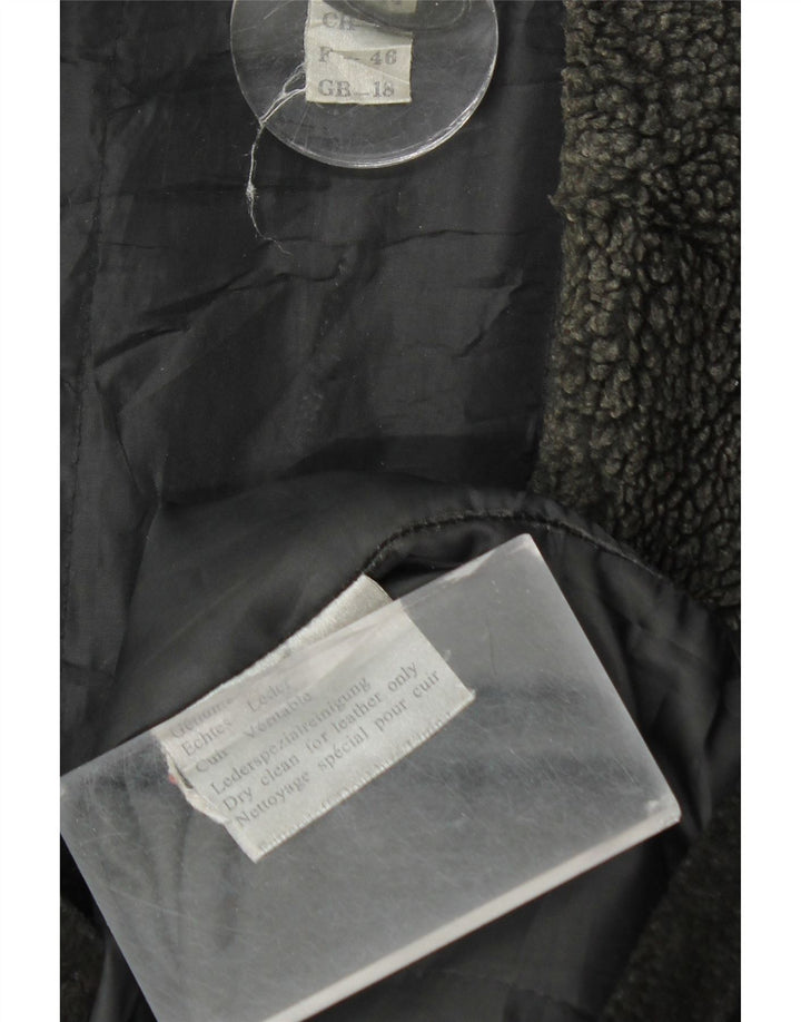 Pardesiu de piele intoarsa pentru femei VINTAGE UK 18 XL din piele neagra