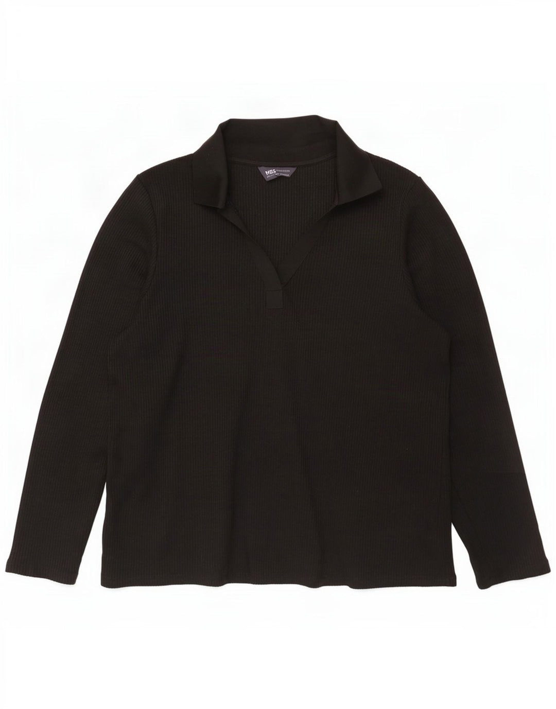 Tricou polo cu mânecă lungă pentru femei Marks & Spencer UK 20 2XL Poliester negru