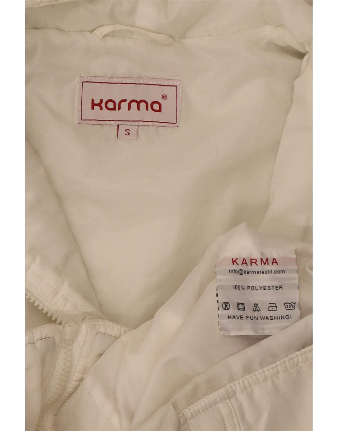 Jachetă căptușită cu glugă pentru femei Karma UK 10, mic, alb, din poliester