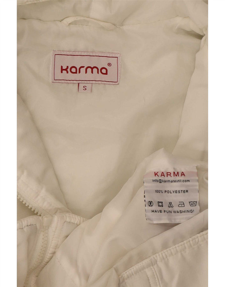 Jachetă căptușită cu glugă pentru femei Karma UK 10, mic, alb, din poliester