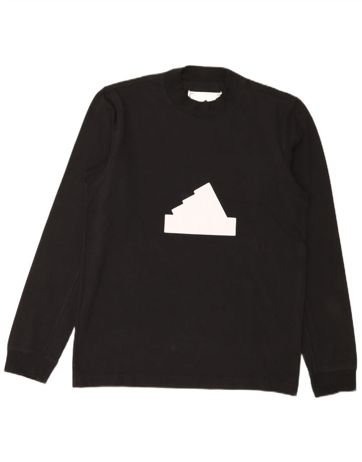 Top grafic pentru bărbați ADIDAS cu mânecă lungă, bumbac negru mic