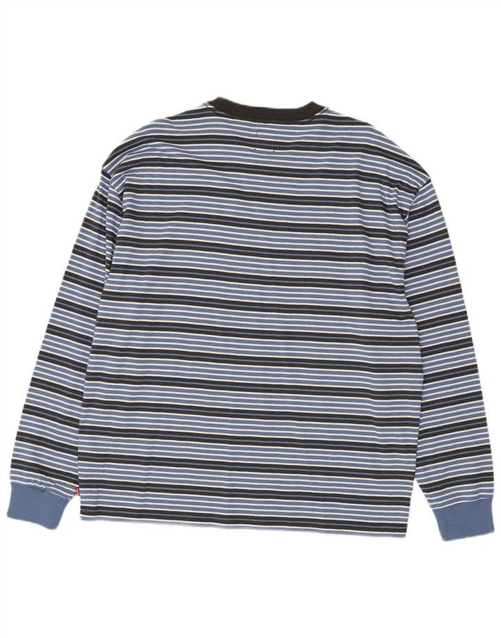 Top supradimensionat pentru bărbați Levi's cu mânecă lungă din bumbac cu dungi albastre medii