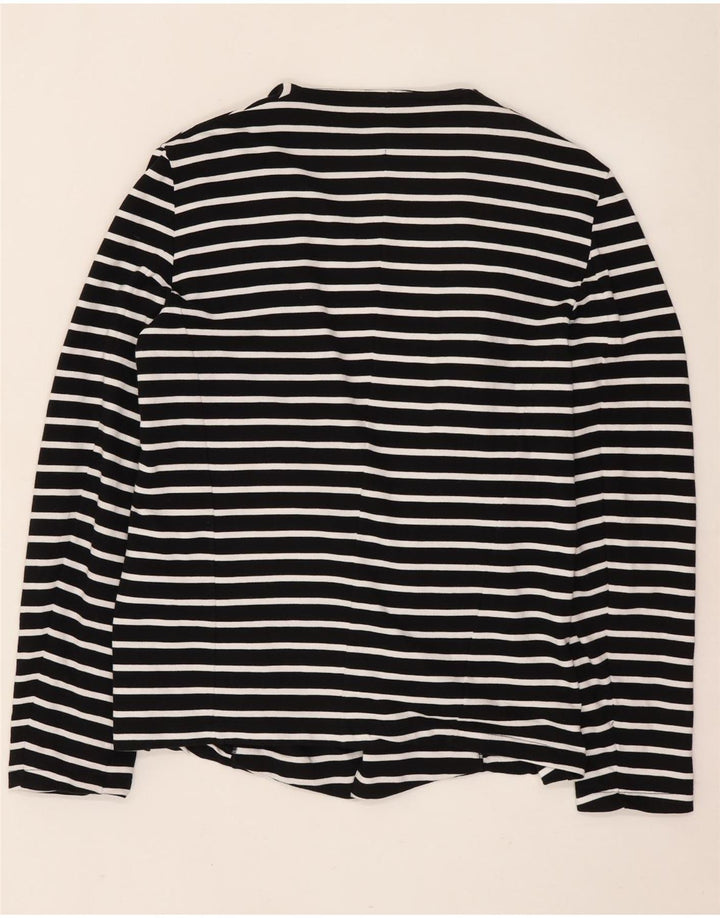 Pulover cardigan deschis pentru femei Sisley UK 16 mare bumbac cu dungi negre