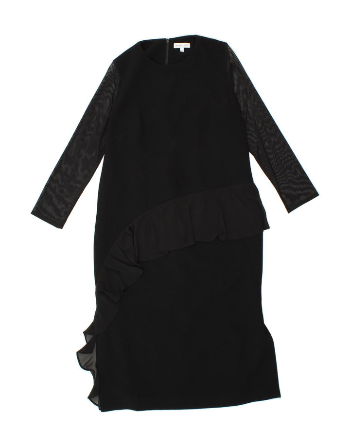 WAREHOUSE Womens Long Sleeve Maxi Dress UK 16 Large  Black Polyester Vintage Warehouse and Second-Hand Warehouse from Messina Hembry 