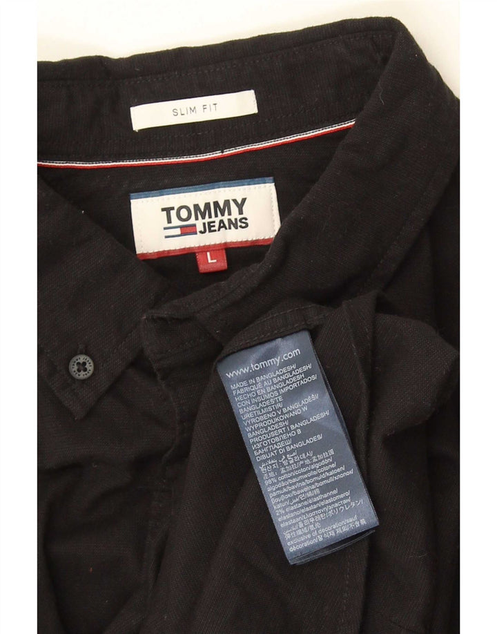 Cămașă pentru bărbați Tommy Hilfiger Slim Fit, mare, negru, bumbac
