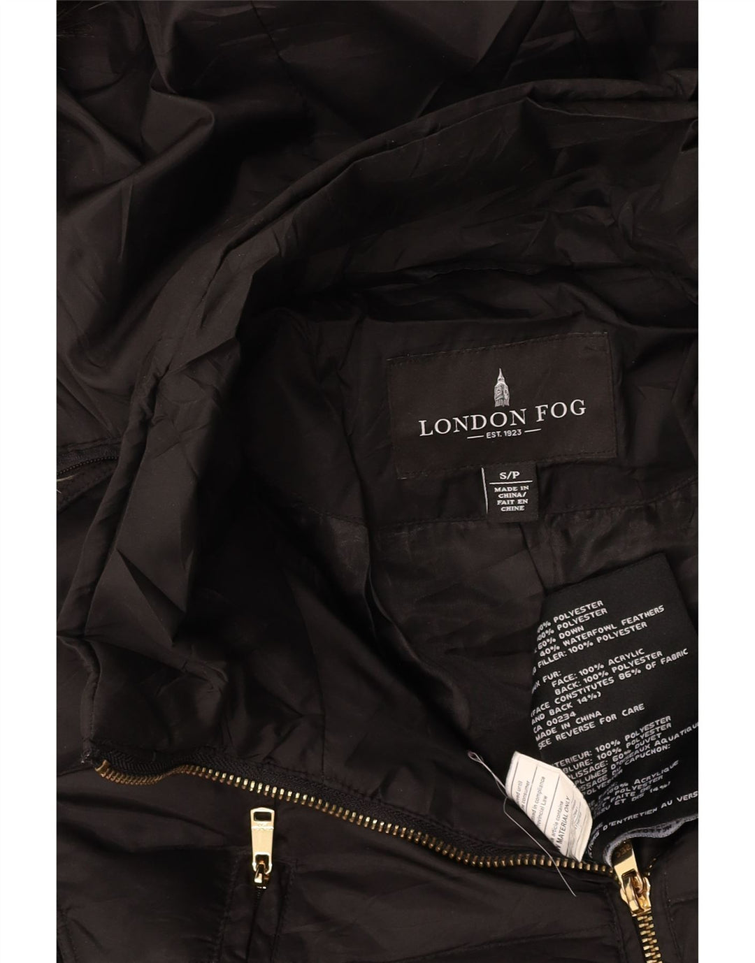 Jachetă căptușită cu glugă pentru femei LONDON FOG UK 10 Poliester negru mic