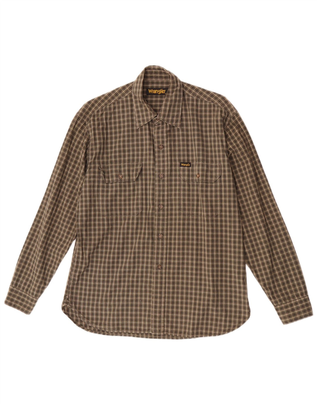 Cămașă pentru bărbați Wrangler, bumbac cu carouri mici, kaki