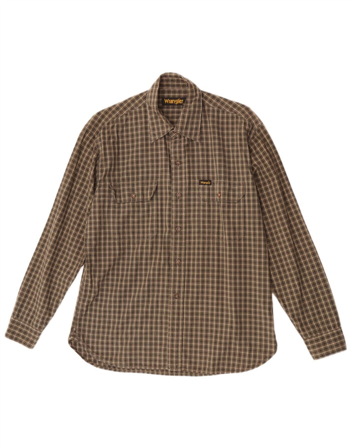 Cămașă pentru bărbați Wrangler, bumbac cu carouri mici, kaki