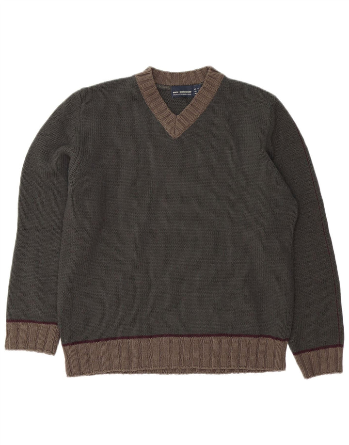 Pulover ZARA pentru bărbați cu decolteu în V, mediu kaki, acrilic colorat