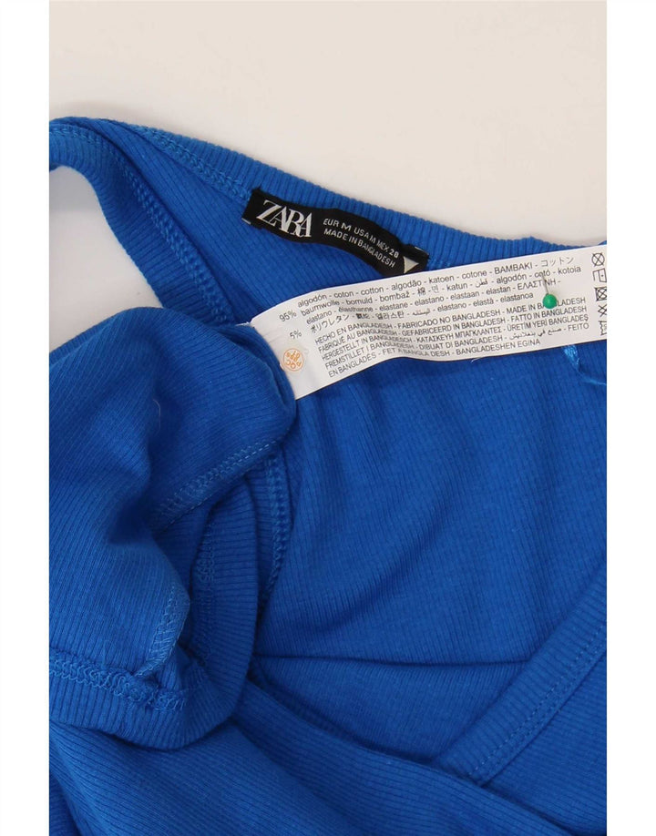 Rochie Zara femeie cu un umăr UK 12, bumbac albastru mediu