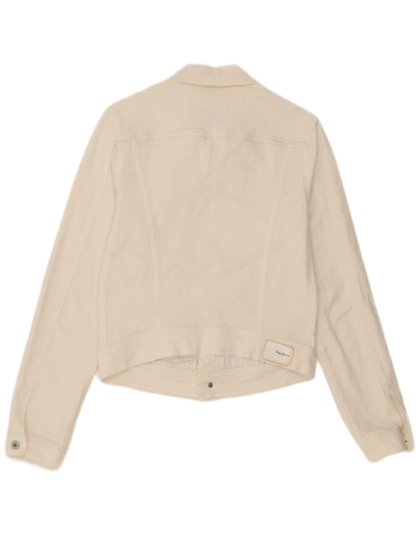 Jachetă de denim crop pentru femei PEPE Jeans UK 10 Small White