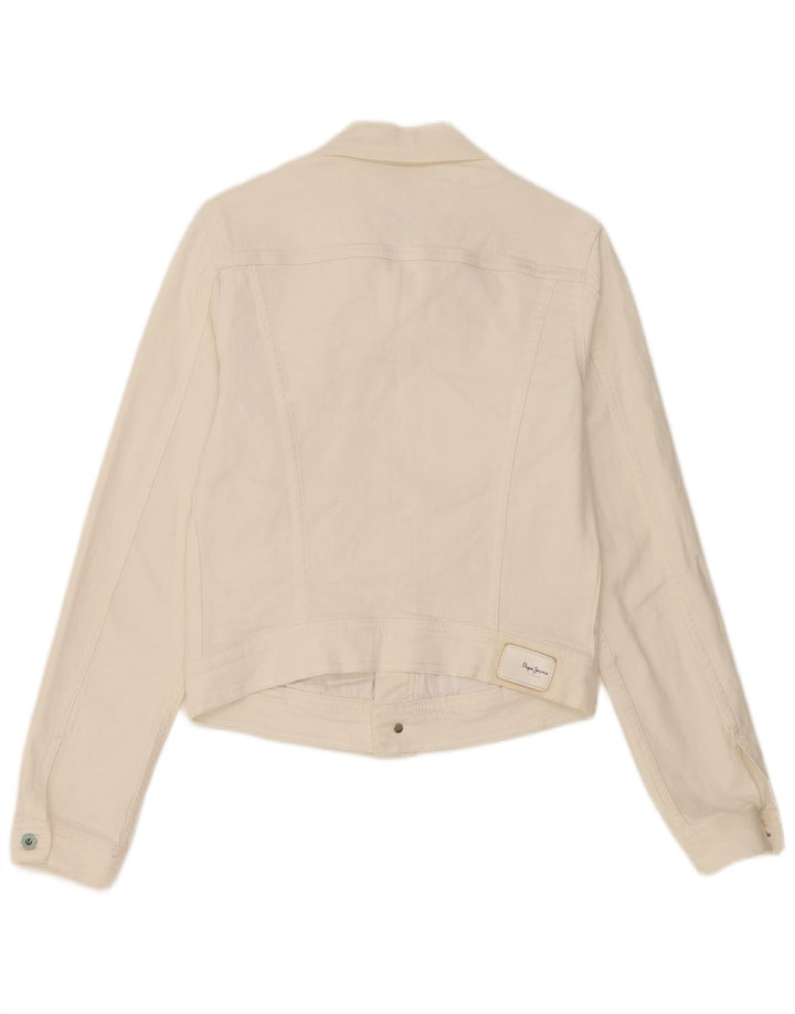 Jachetă de denim crop pentru femei PEPE Jeans UK 10 Small White
