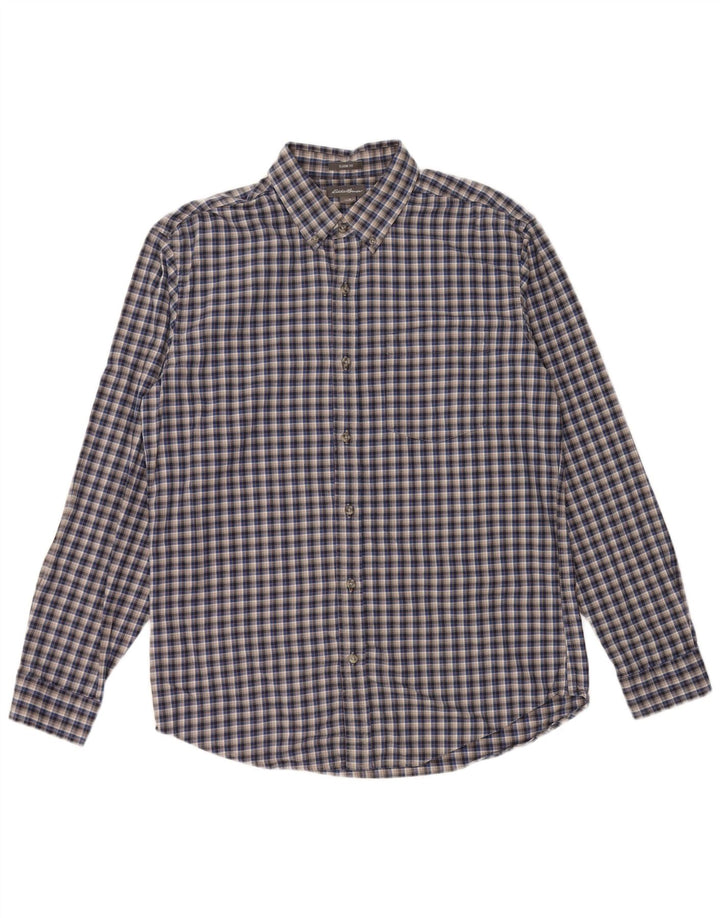 Cămașă de flanel pentru bărbați EDDIE BAUER, bumbac cu carouri, gri mediu