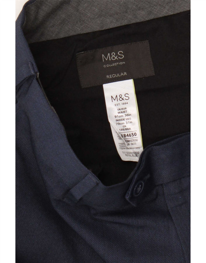 Pantaloni de costum obișnuiți, drepti, pentru bărbați, Marks & Spencer, L36 L31, bleumarin