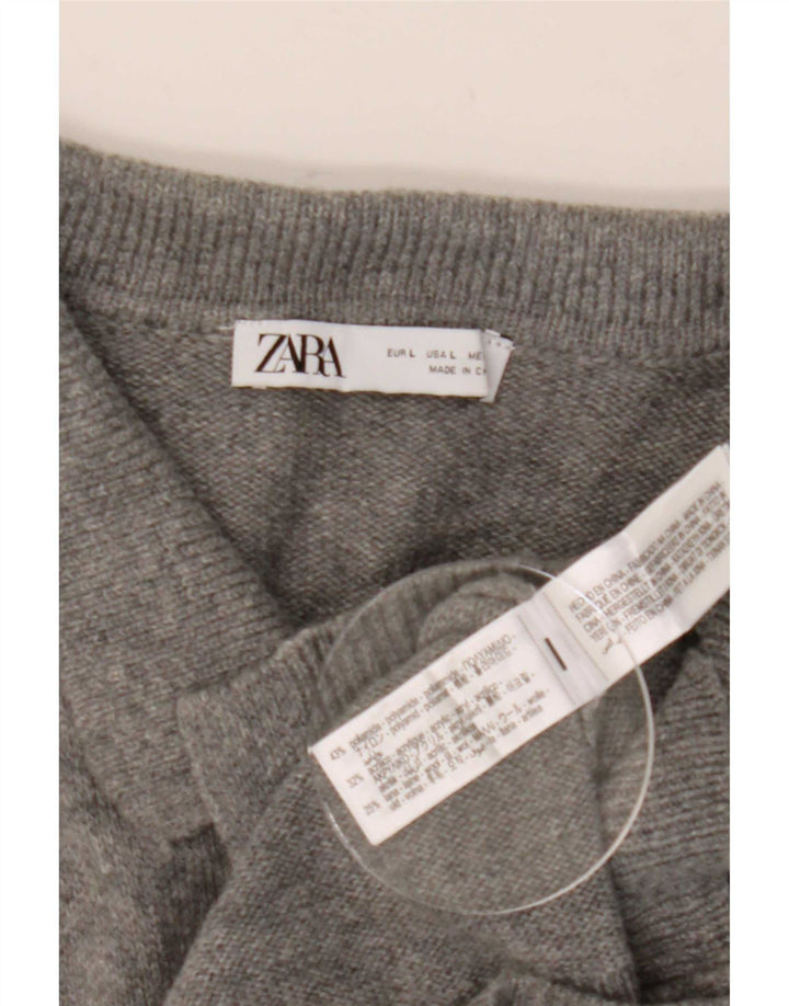 Pulover cardigan pentru femei Zara UK 14 mare poliamidă gri