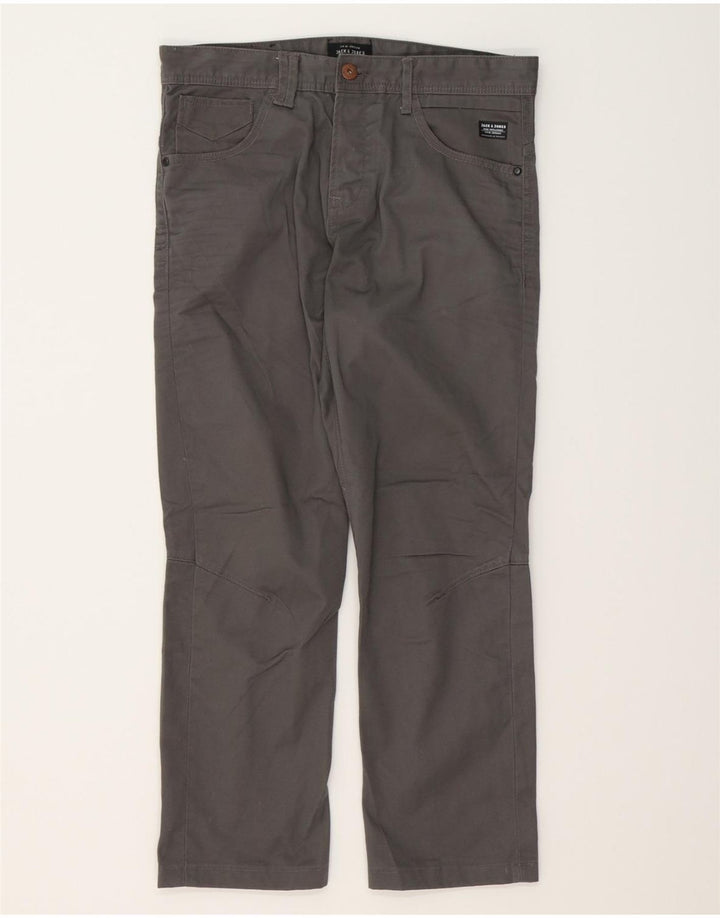JACK & JONES Mens Straight Casual Trousers W32 L27 Grey Polyester Vintage Jack & Jones and Second-Hand Jack & Jones from Messina Hembry 