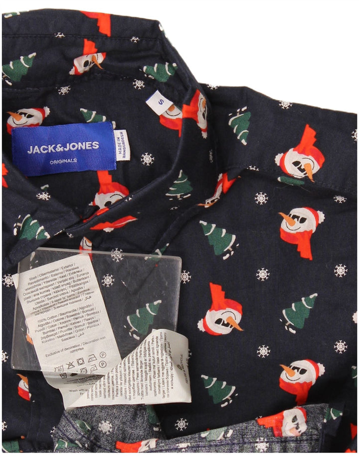 Cămașă Jack & Jones pentru bărbați cu model abstract de Crăciun mic, bleumarin