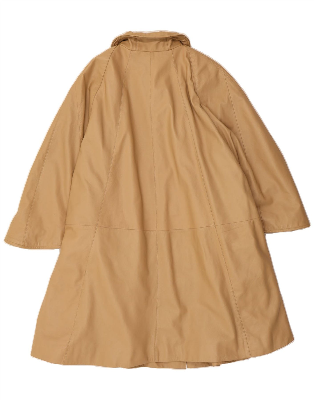 VINTAGE Womens Poncho Leather Coat IT 42 Medium Beige Leather Vintage Vintage and Second-Hand Vintage from Messina Hembry 