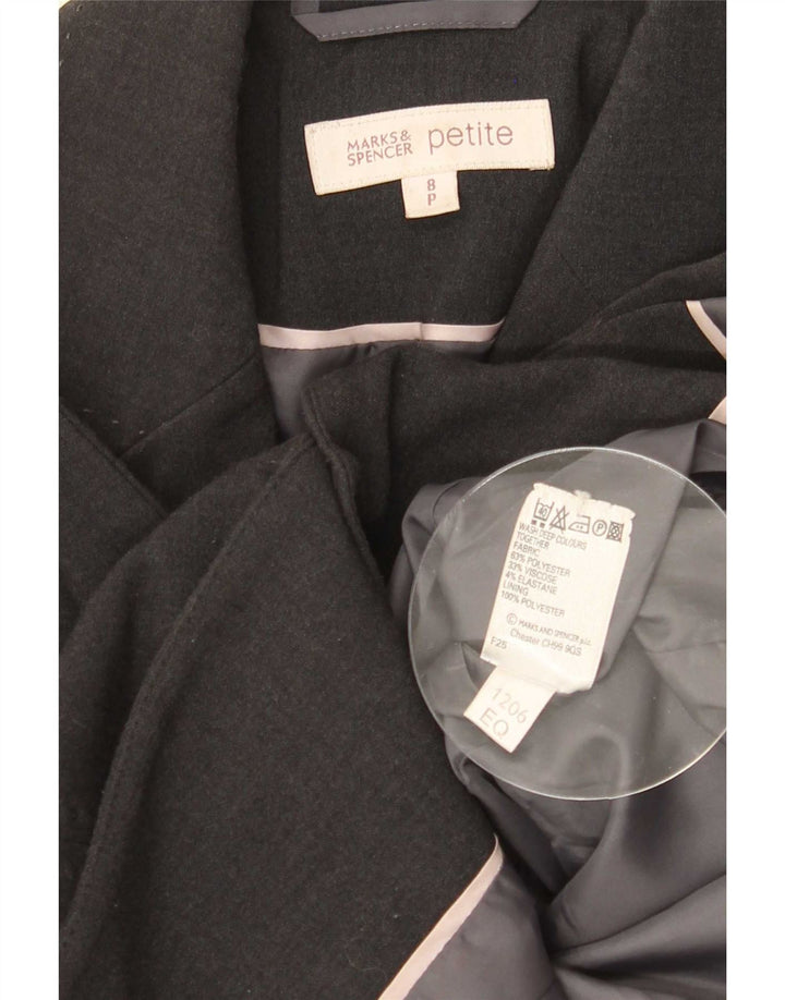 Jachetă pentru femei Marks & Spencer Petite cu 3 nasturi, UK 8, Gri mic