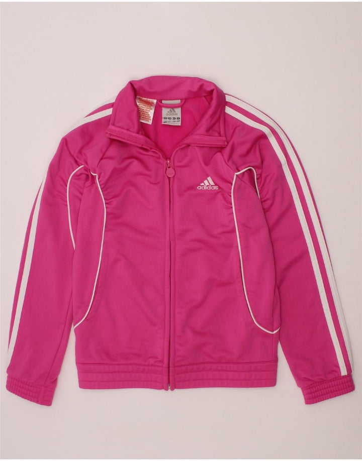 ADIDAS Girls Tracksuit Top Jacket 9-10 Years Pink Polyester Vintage Adidas and Second-Hand Adidas from Messina Hembry 