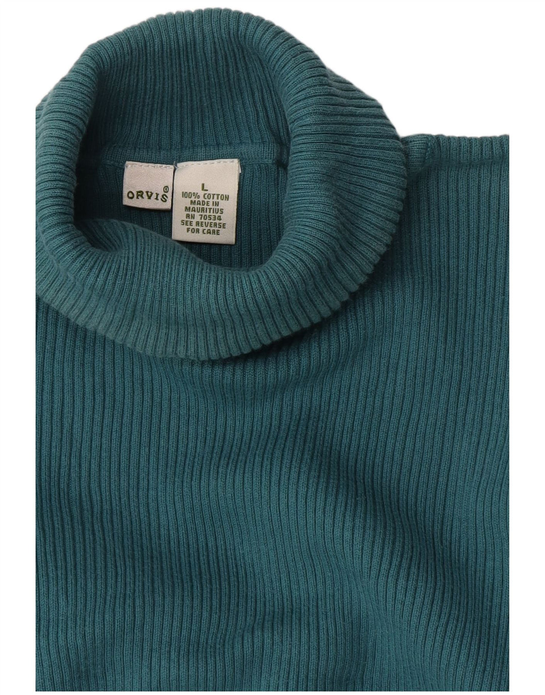 ORVIS Pulover cu gât rulat pentru femei UK 16, mare, albastru, bumbac