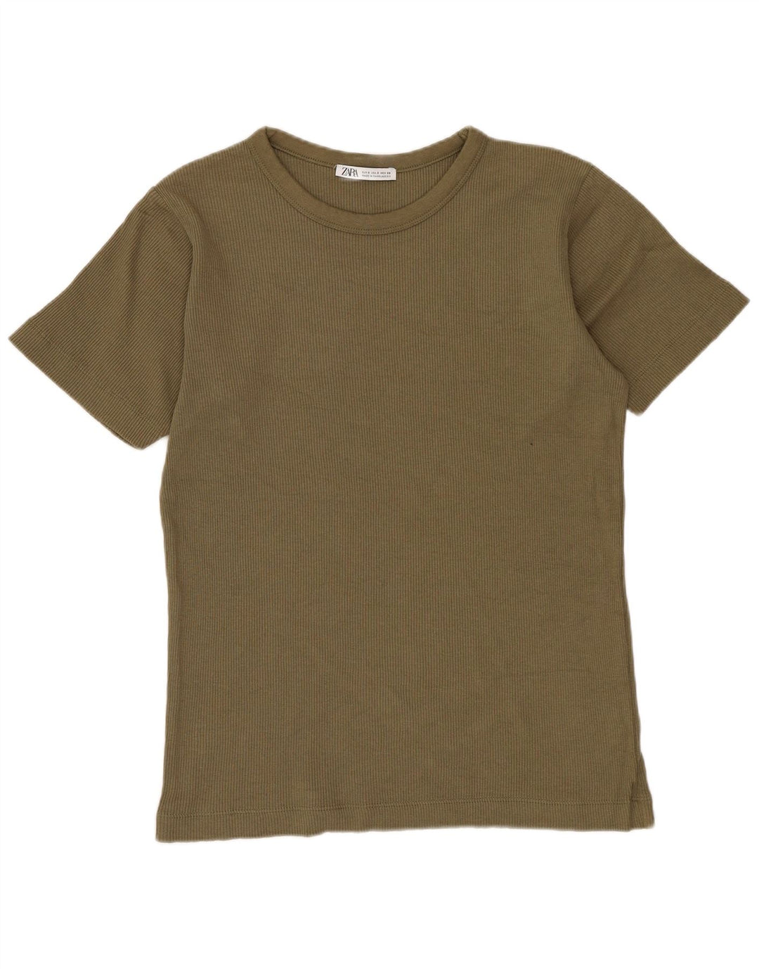ZARA Bărbați Tricou Top Mic Kaki Bumbac