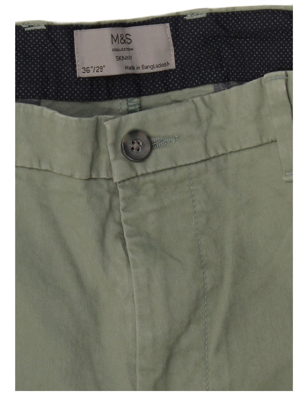 MARKS & SPENCER Pantaloni chino skinny pentru bărbați L36 L29 bumbac verde