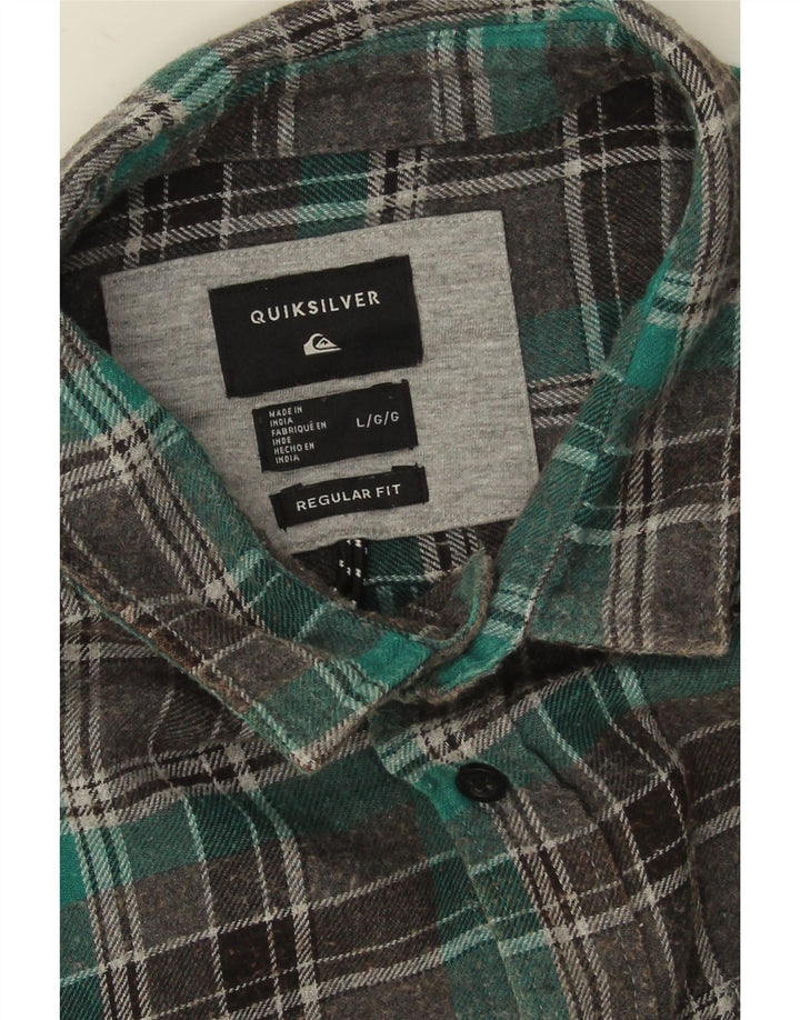 Cămașă de flanel Quiksilver pentru bărbați, de culoare mare, gri din bumbac