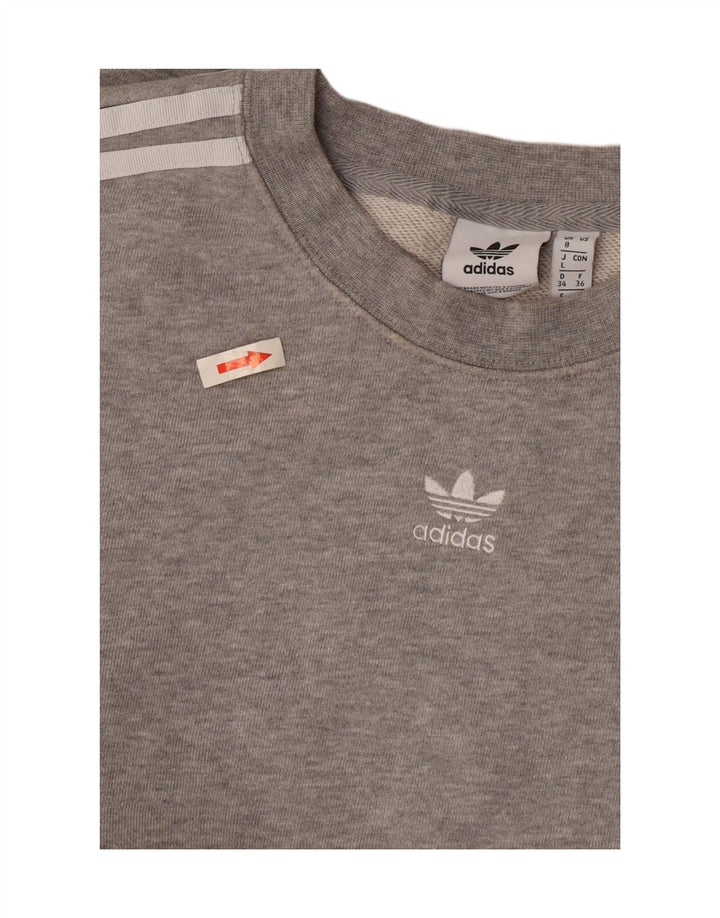 Adidas Crop Oversized Hanorac Jumper UK 8 Small Gri Bumbac