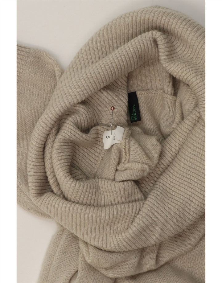 BENETTON Rochie de damă cu mâneci scurte cu decolteu rulat cu pulover UK 10 Mic Bej