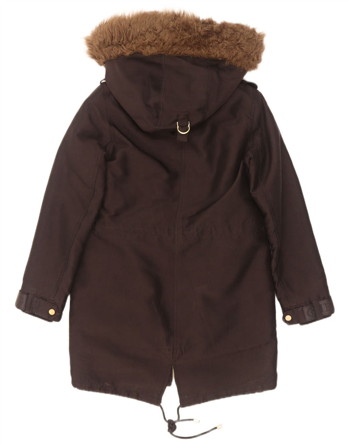 Jachetă parka cu glugă grafică Guess pentru femei UK 6 XS poliester negru