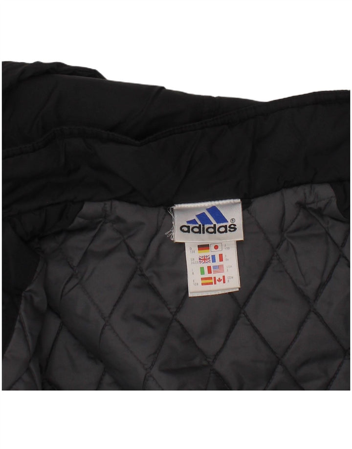 Jachetă căptușită cu glugă ADIDAS pentru băieți 8-9 ani, neagră, poliamidă